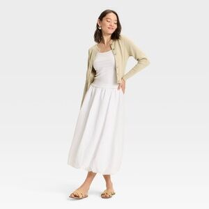 Women's Midi A-Line Skirt - A New Day White